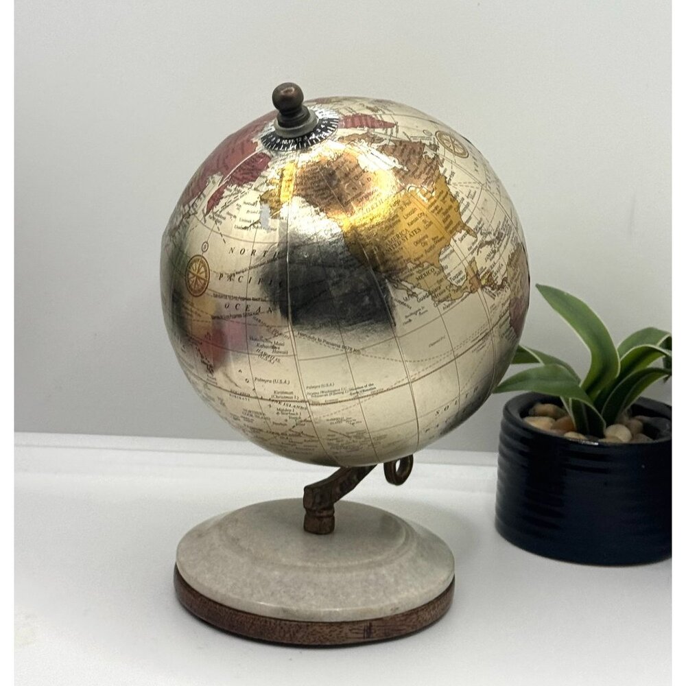 Multicolored Marble and Resin Decorative Globe